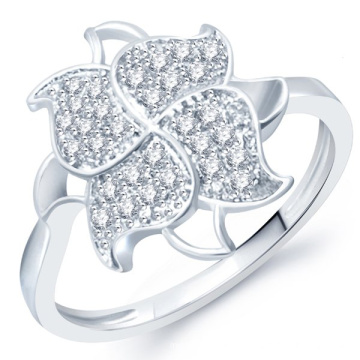 Micro Pave Setting Flower 925 Sterling Silver Ring Jewelry